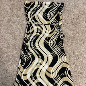 Vintage Black, Cream, White Strapless Dress